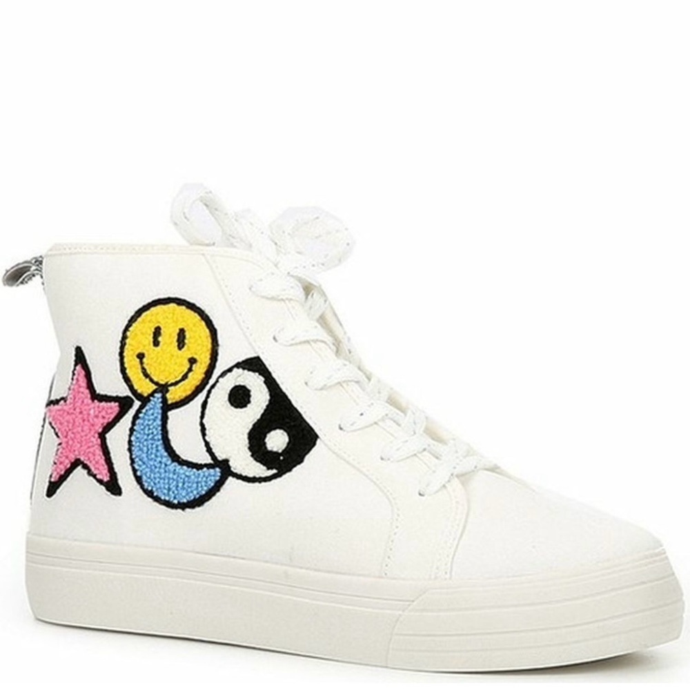 GB Girls White Sneakers with Colorful Patches